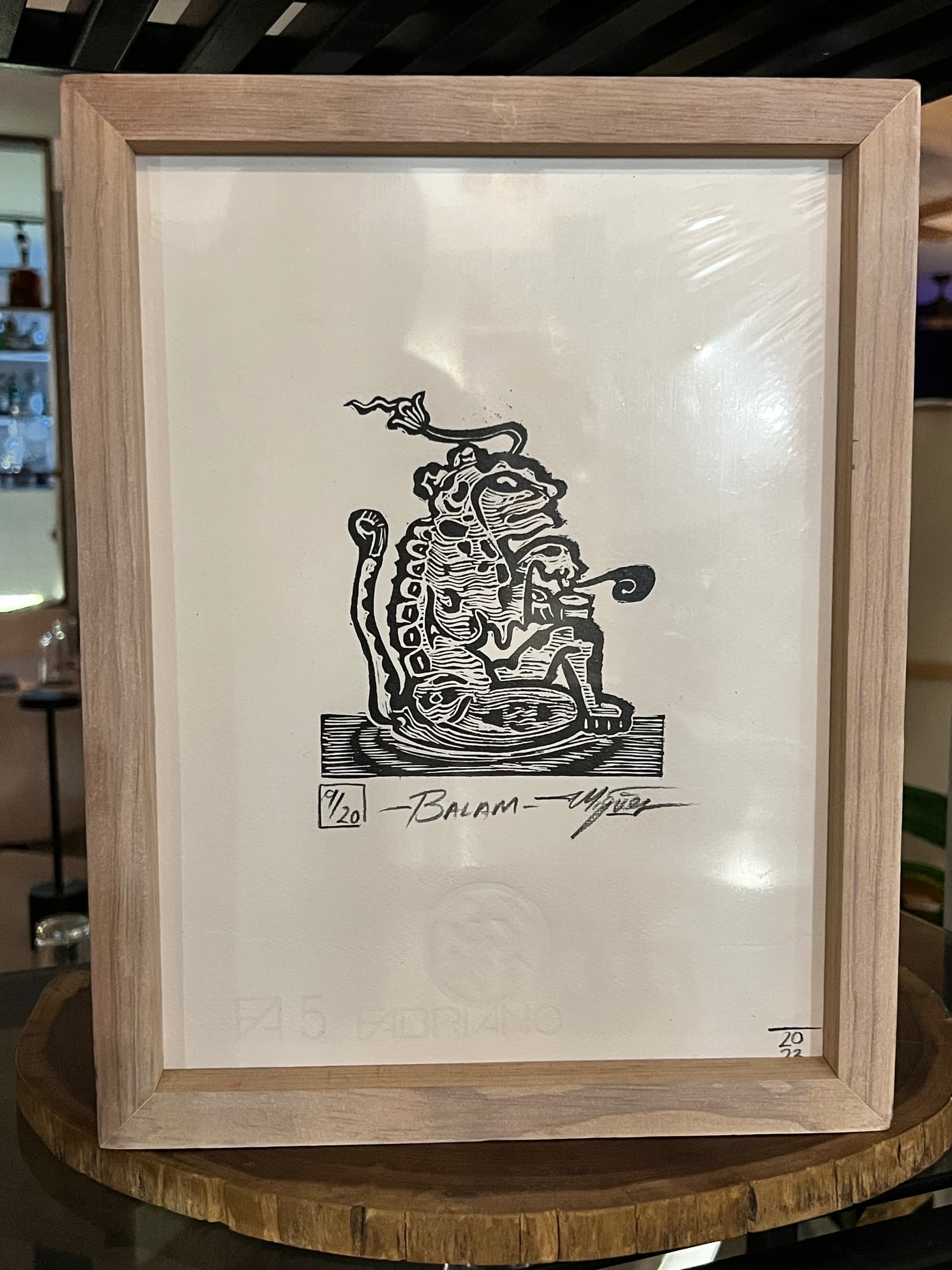 Balam – Linograbado original inspirado en el jaguar maya