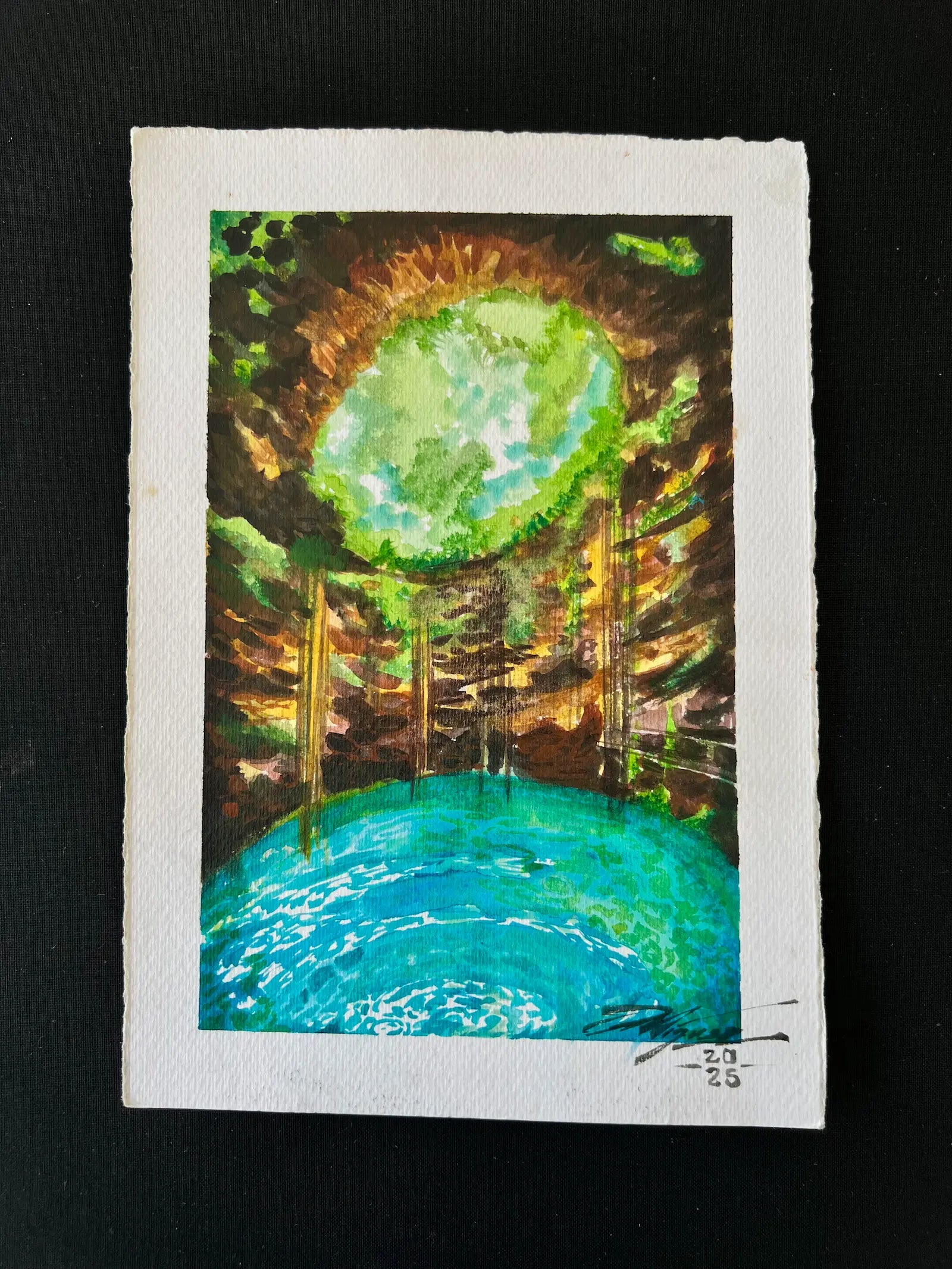 Cenote – Acuarela original inspirada en Tulum, México