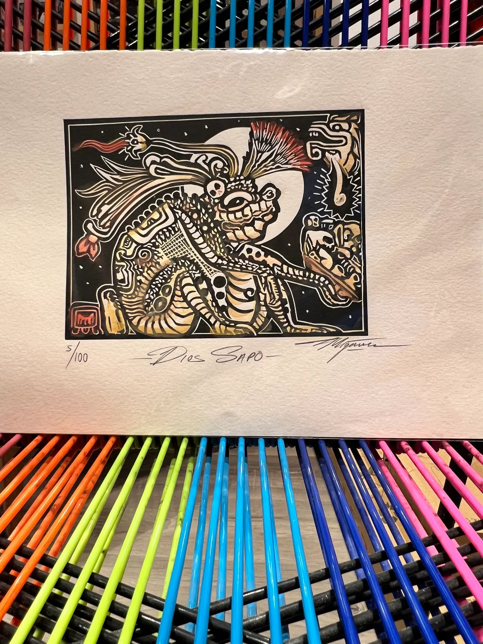 Dios Sapo – Linograbado original sobre papel de algodón