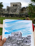 El Castillo, Vista Frontal – Tulum | Acuarela original