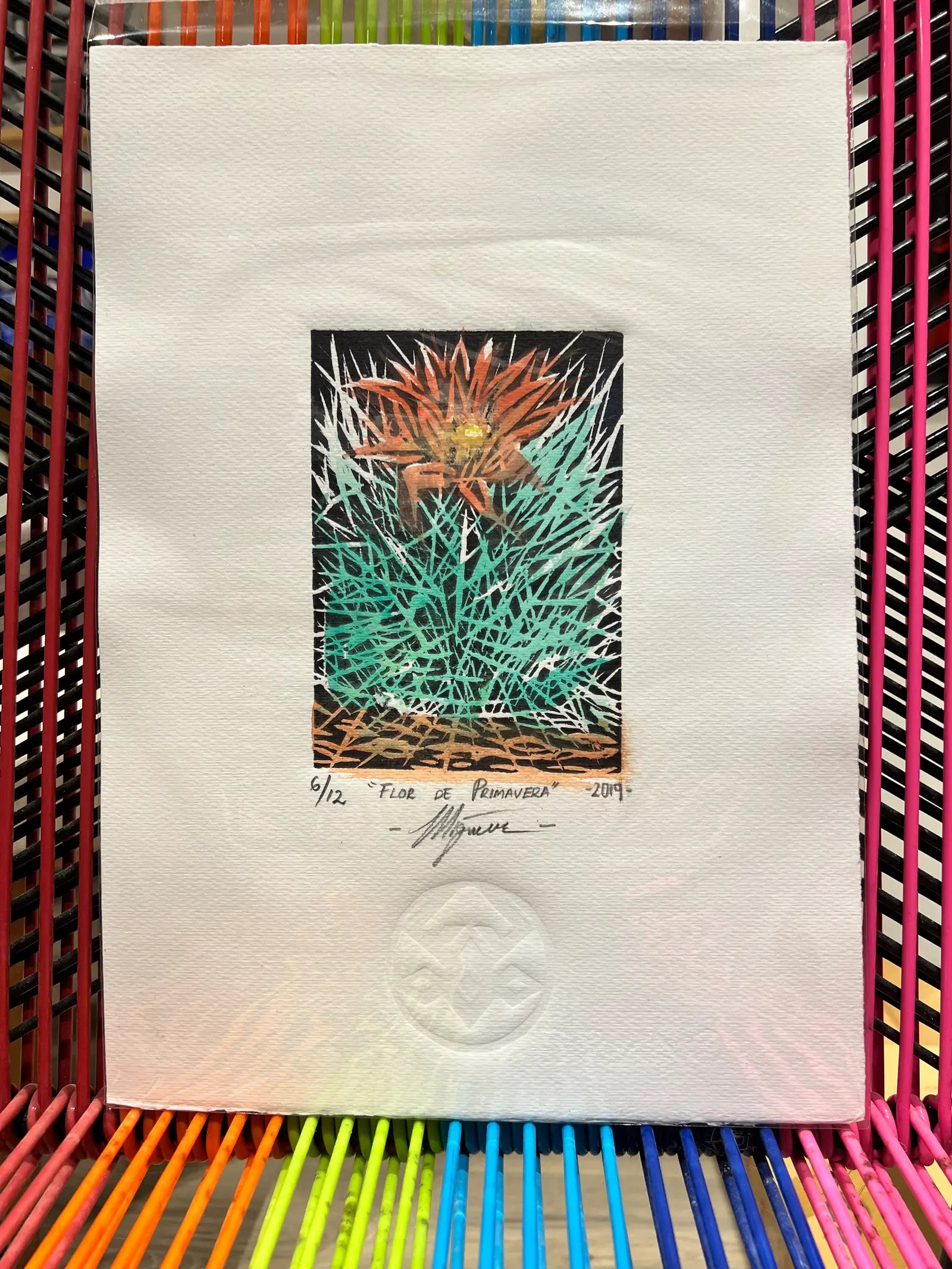Flor de Primavera – Linograbado sobre papel Fabriano