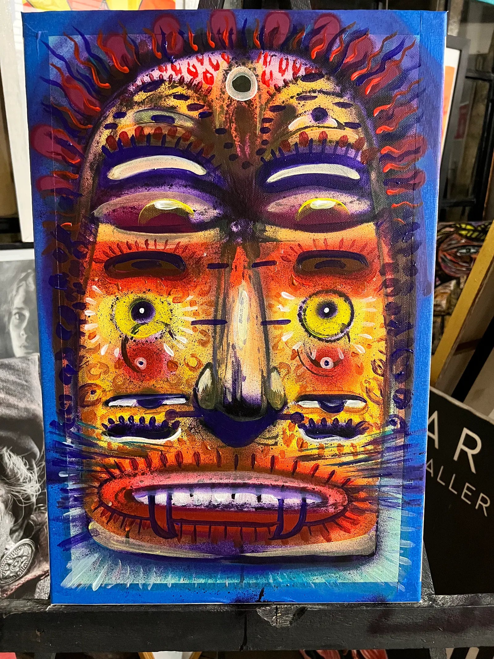 El Mascarón – Acrílico y aerosol sobre tela