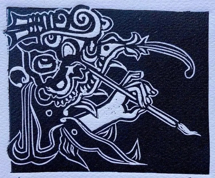 Escritura Maya – Linograbado original sobre papel Fabriano