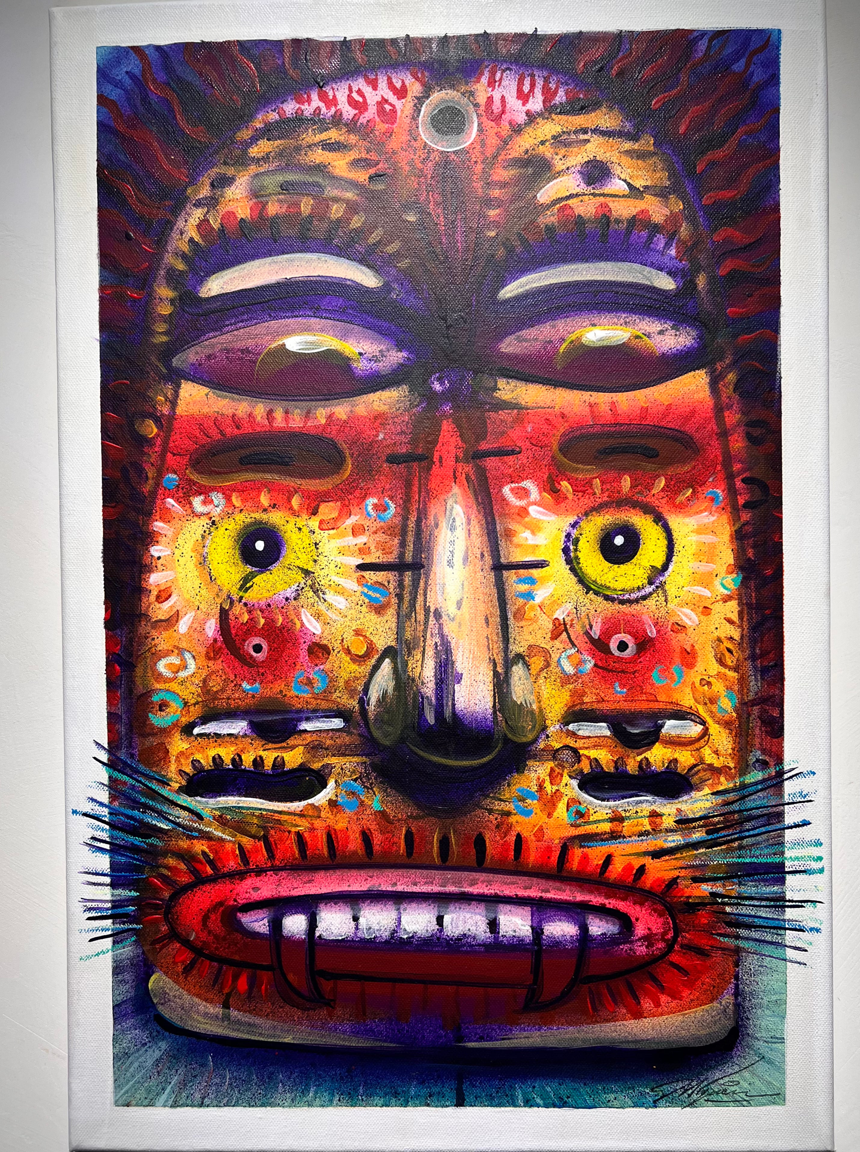El Mascarón – Acrílico y aerosol sobre tela