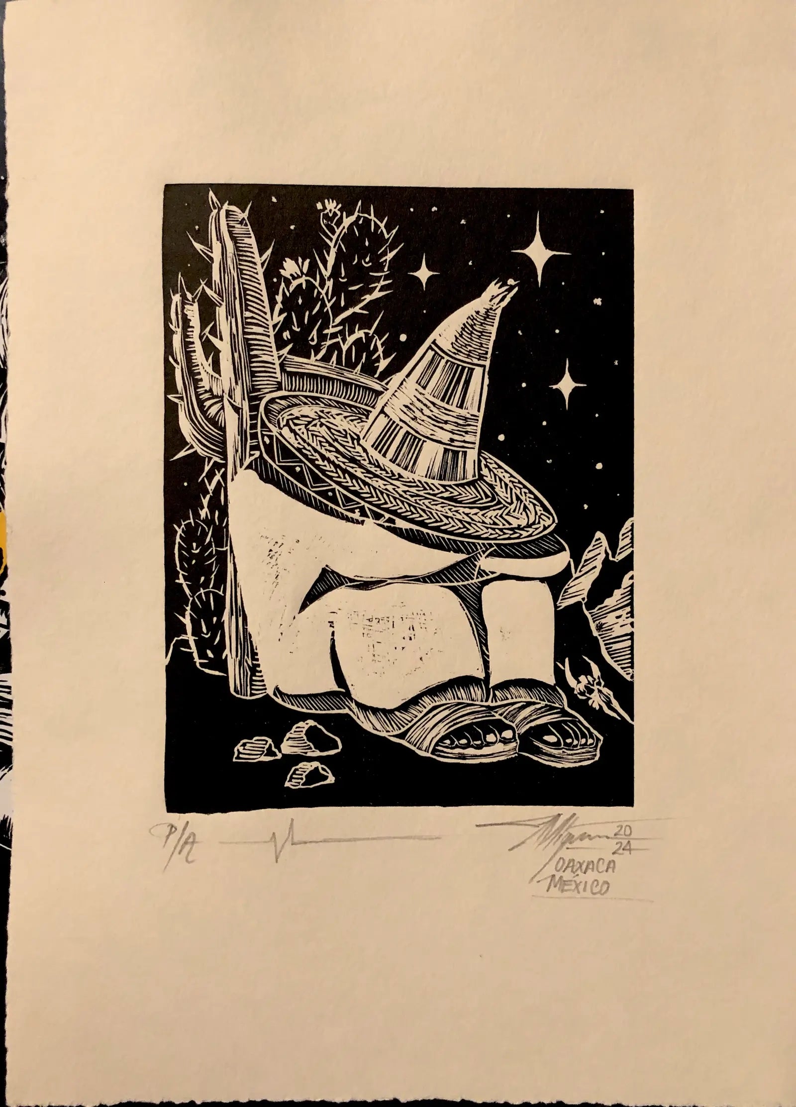 On the Edge – Linograbado original sobre papel Fabriano