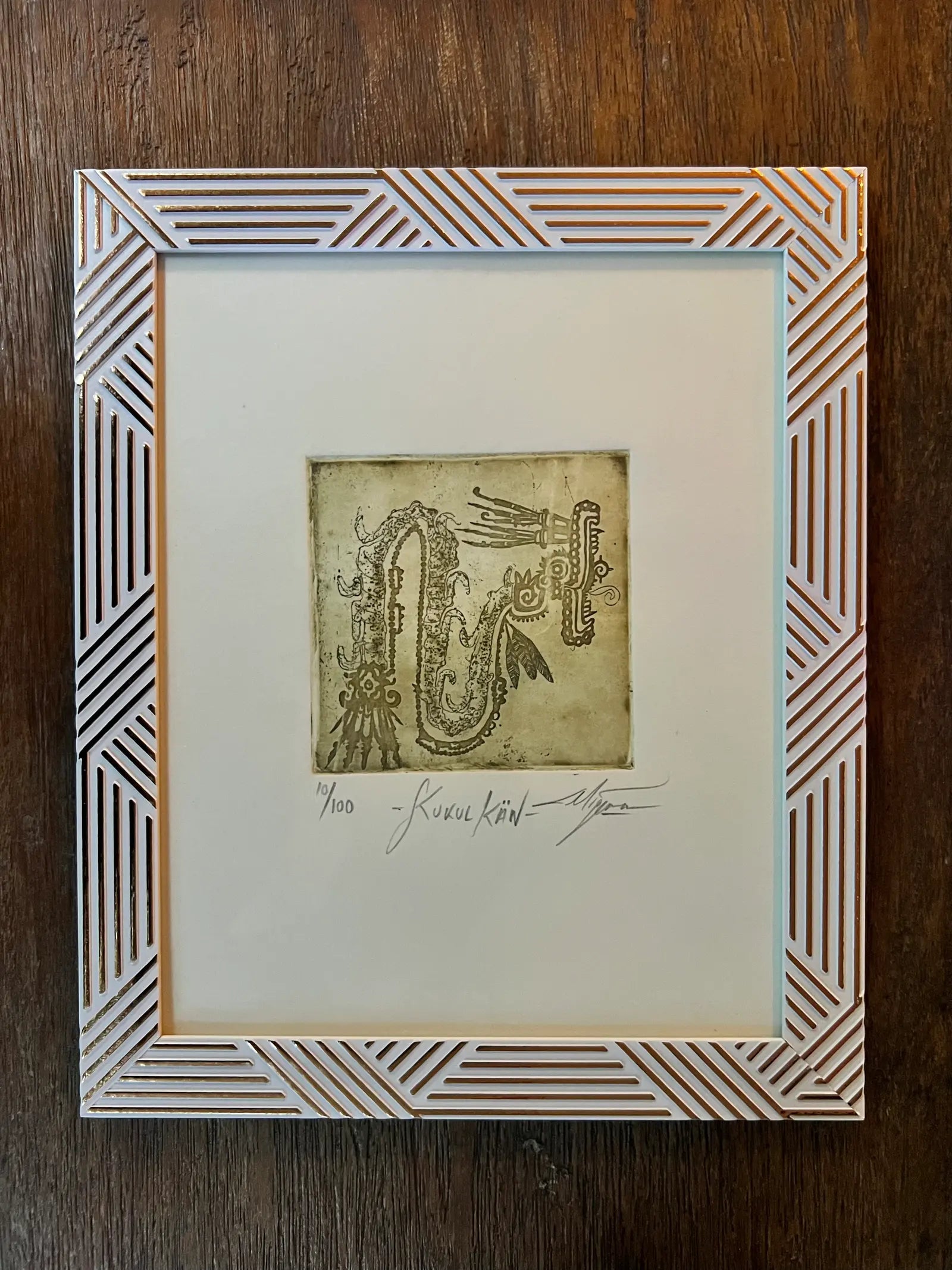 Kukulcán – Linograbado original sobre papel Fabriano