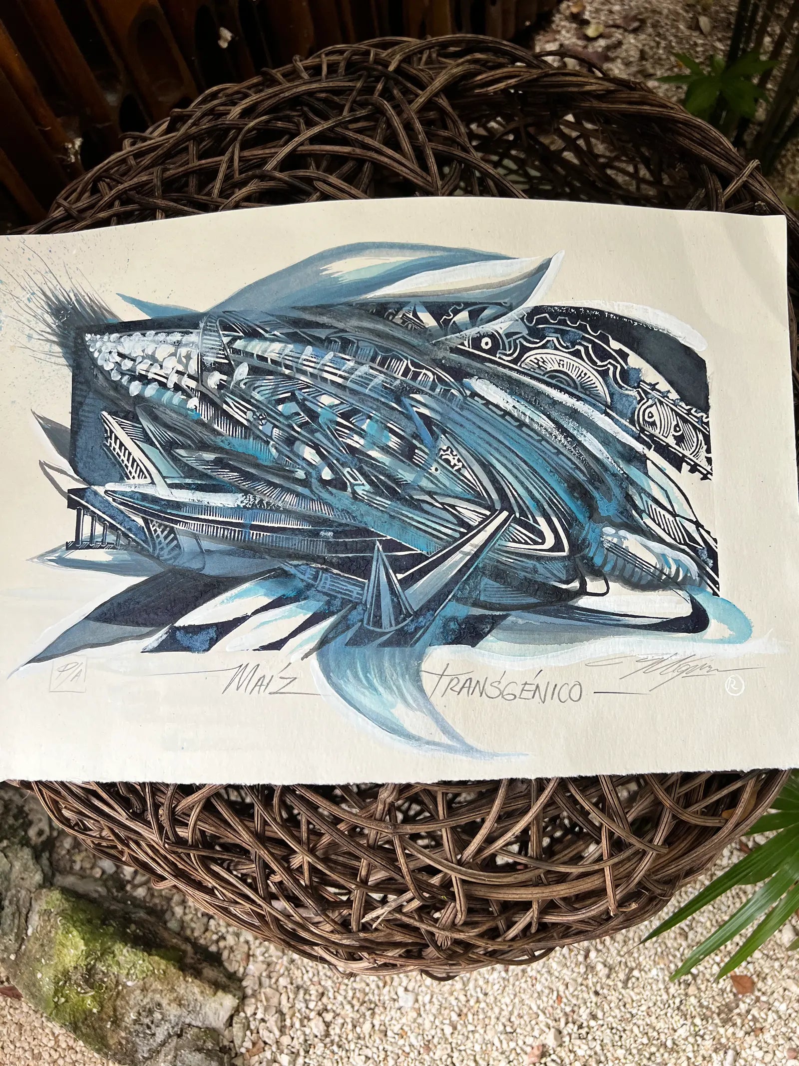 Maíz Transgénico – Linograbado original sobre papel Fabriano