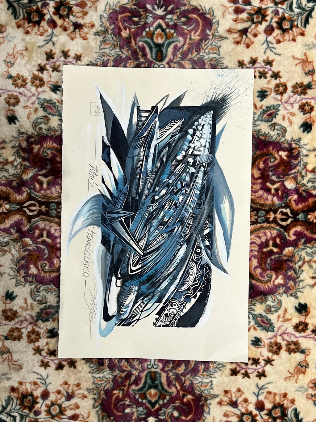 Maíz Transgénico – Linograbado original sobre papel Fabriano