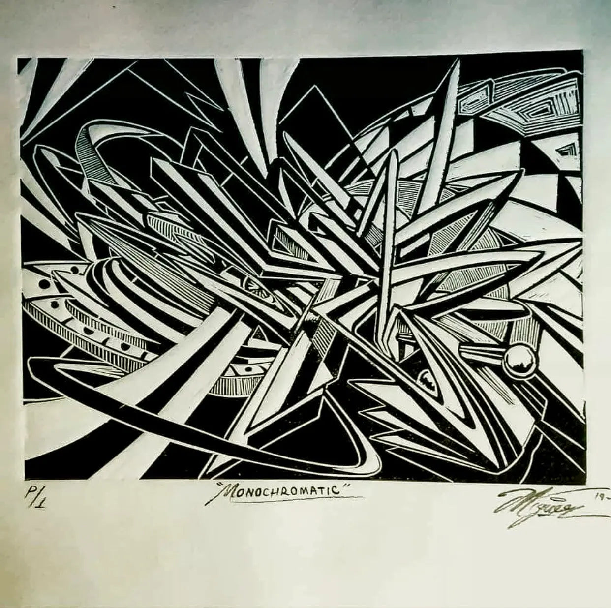 Monochromatic – Linograbado original sobre papel Fabriano