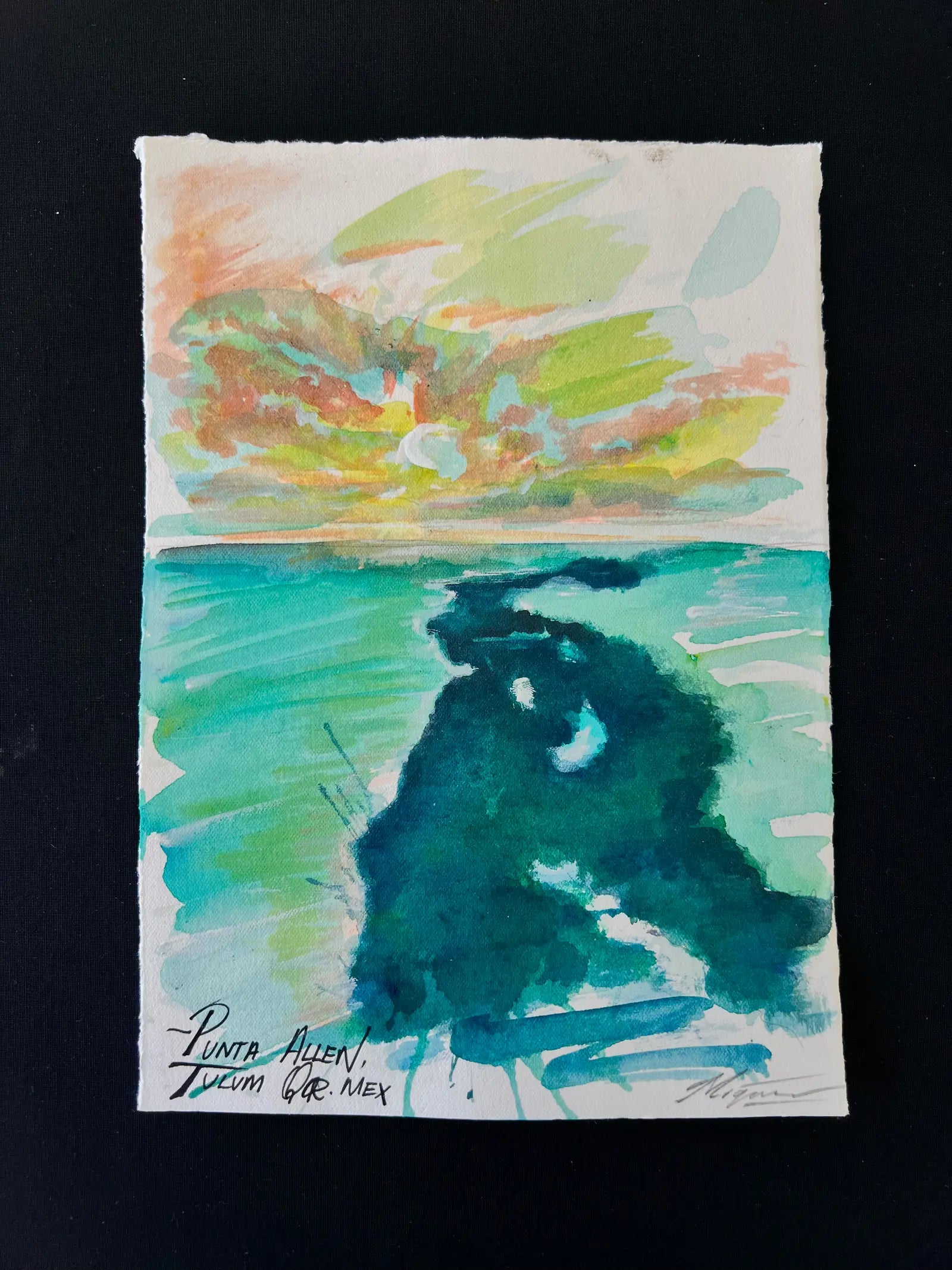 Punta Allen – Acuarela original sobre papel de algodón